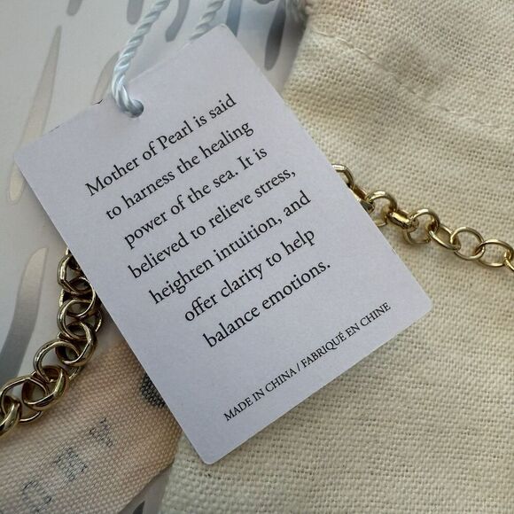 Luna Norte Gold Tone Genuine Mother of Pearl Unicorn Star Charm Necklace 18” New - Picture 5 of 6